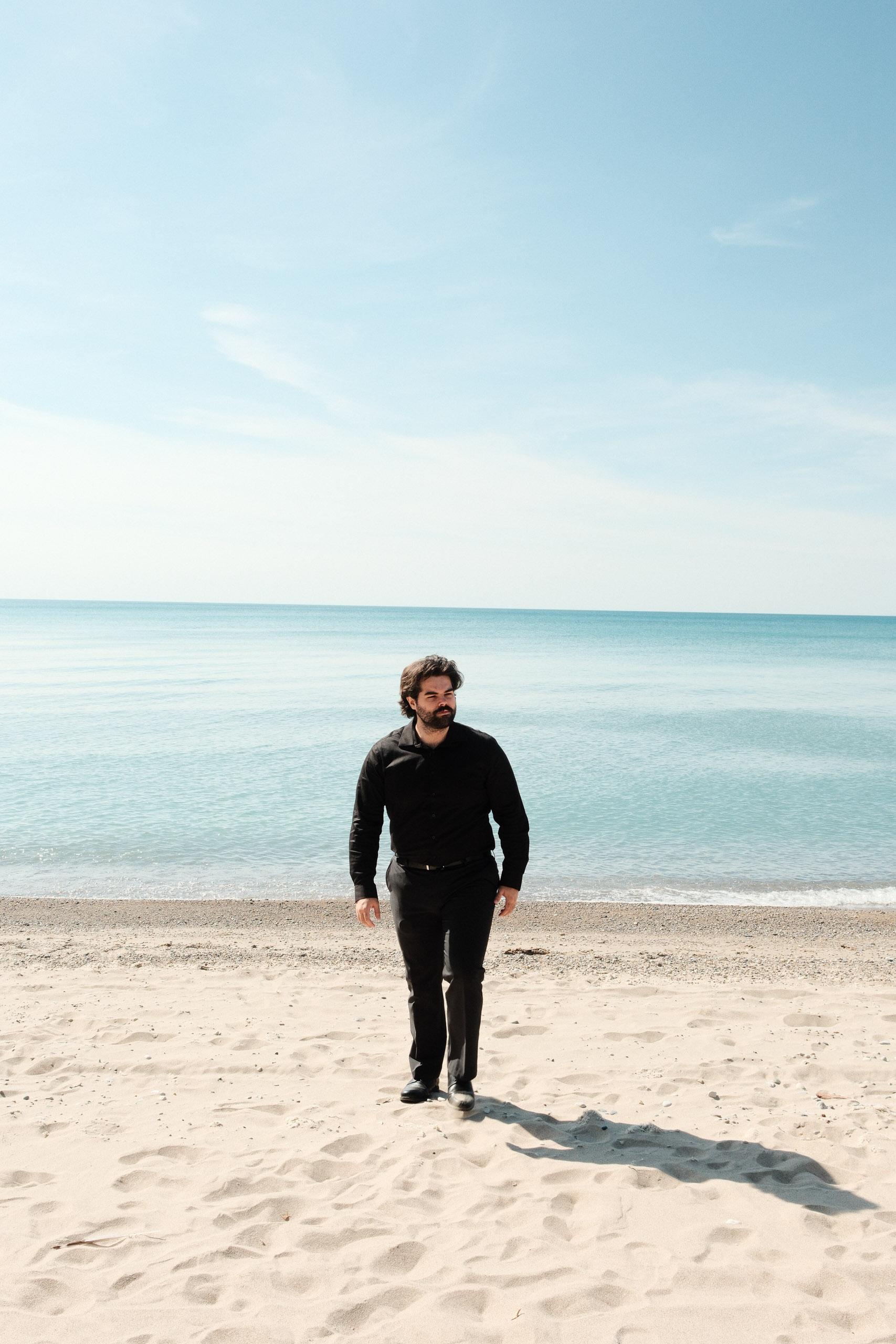 Noah and Ranul warming up before a wedding shoot, September 2025,
              on Lake Huron, Ashfield-Colborne-Wawanosh, ON.